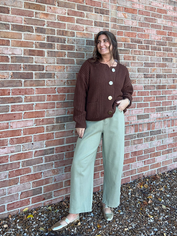 GOLD BUTTON CARDIGAN- 3 COLORS