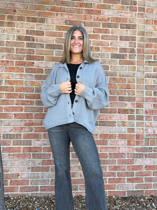 LARGE BUTTON FRONT CARDIGAN- 3 COLORS