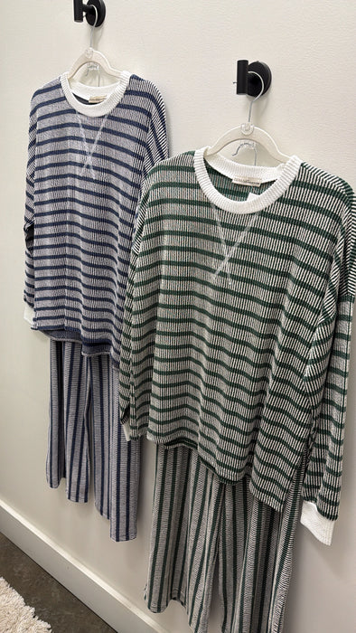 RIBBED STRIPED MATCHING SET- 3 COLORS