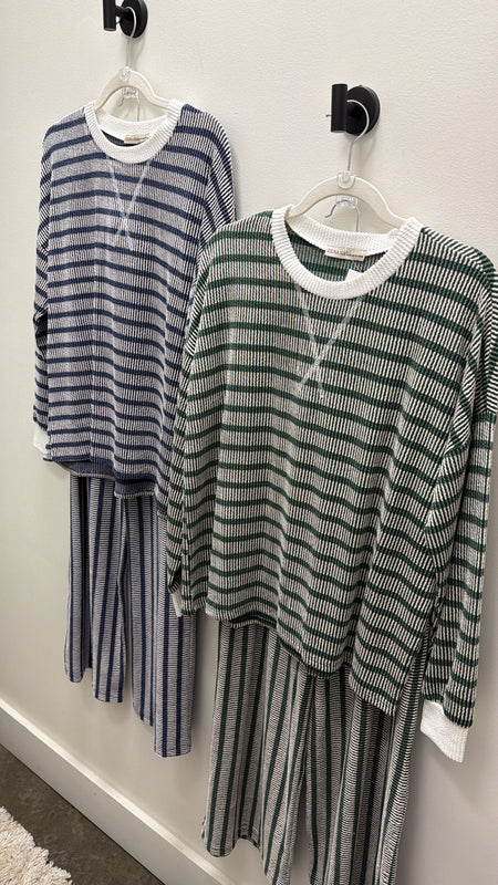 RIBBED STRIPED MATCHING SET- 3 COLORS