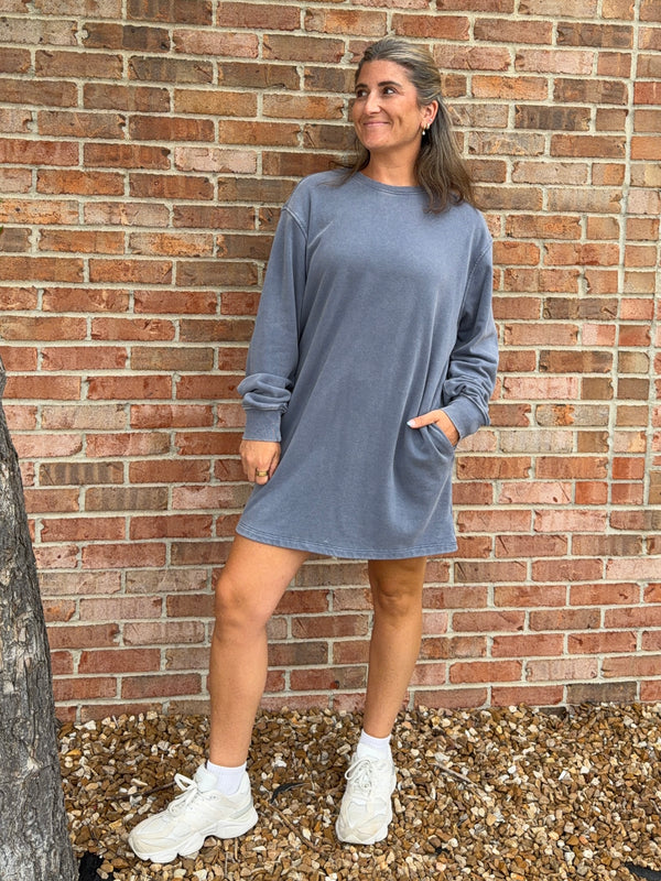SWEATSHIRT DRESS- 3 COLORS