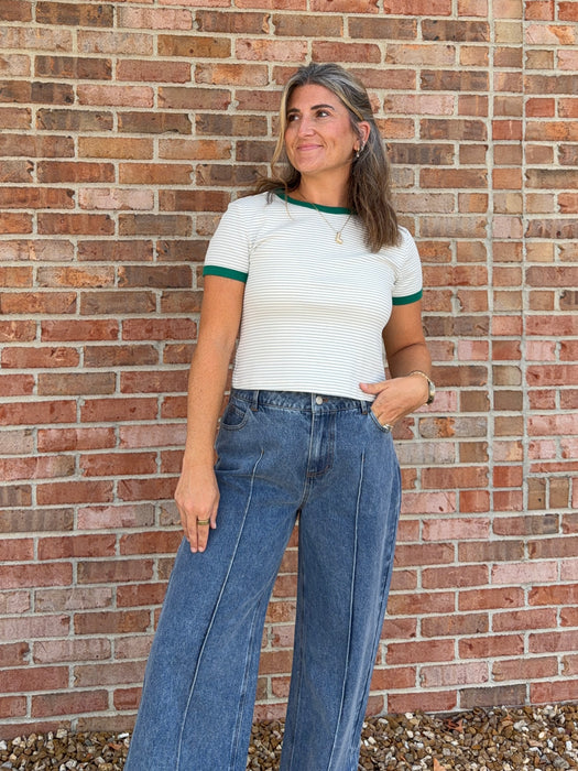 FRONT SEAM DENIM PANTS