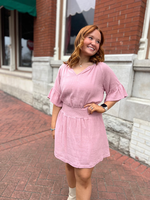 PRETTY IN PINK GAUZE DRESS