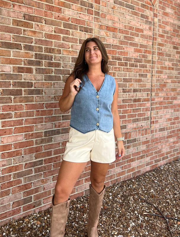 DENIM BUTTON UP VEST