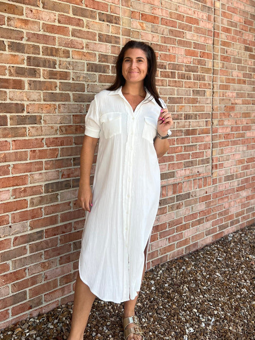 THERE SHE GOES BUTTON FRONT DRESS