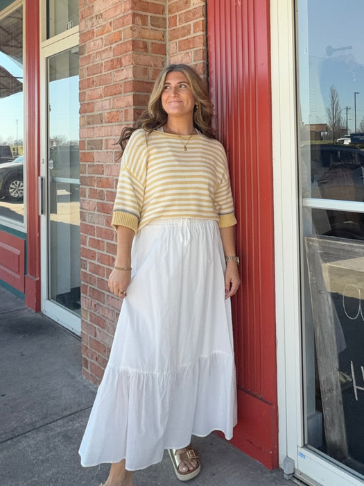 WHITE RUFFLE MAXI SKIRT