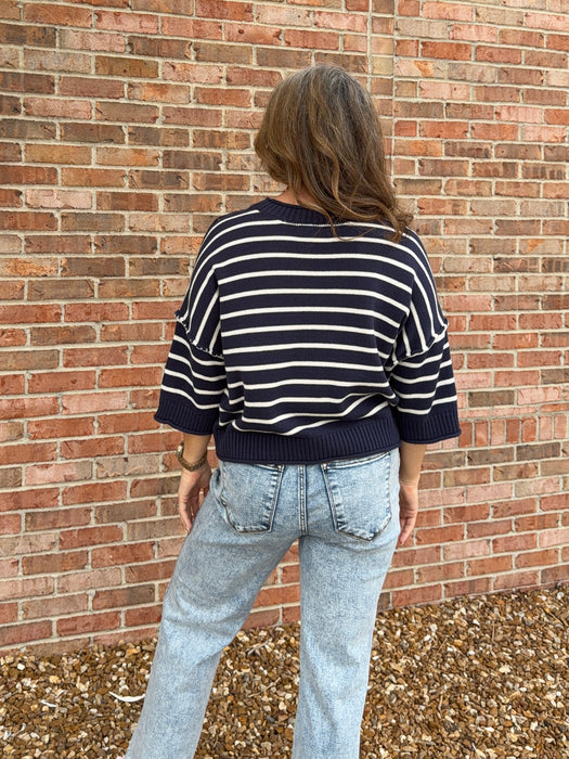 NAVY DROP SHOULDER SWEATER