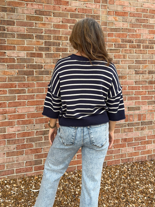 NAVY DROP SHOULDER SWEATER