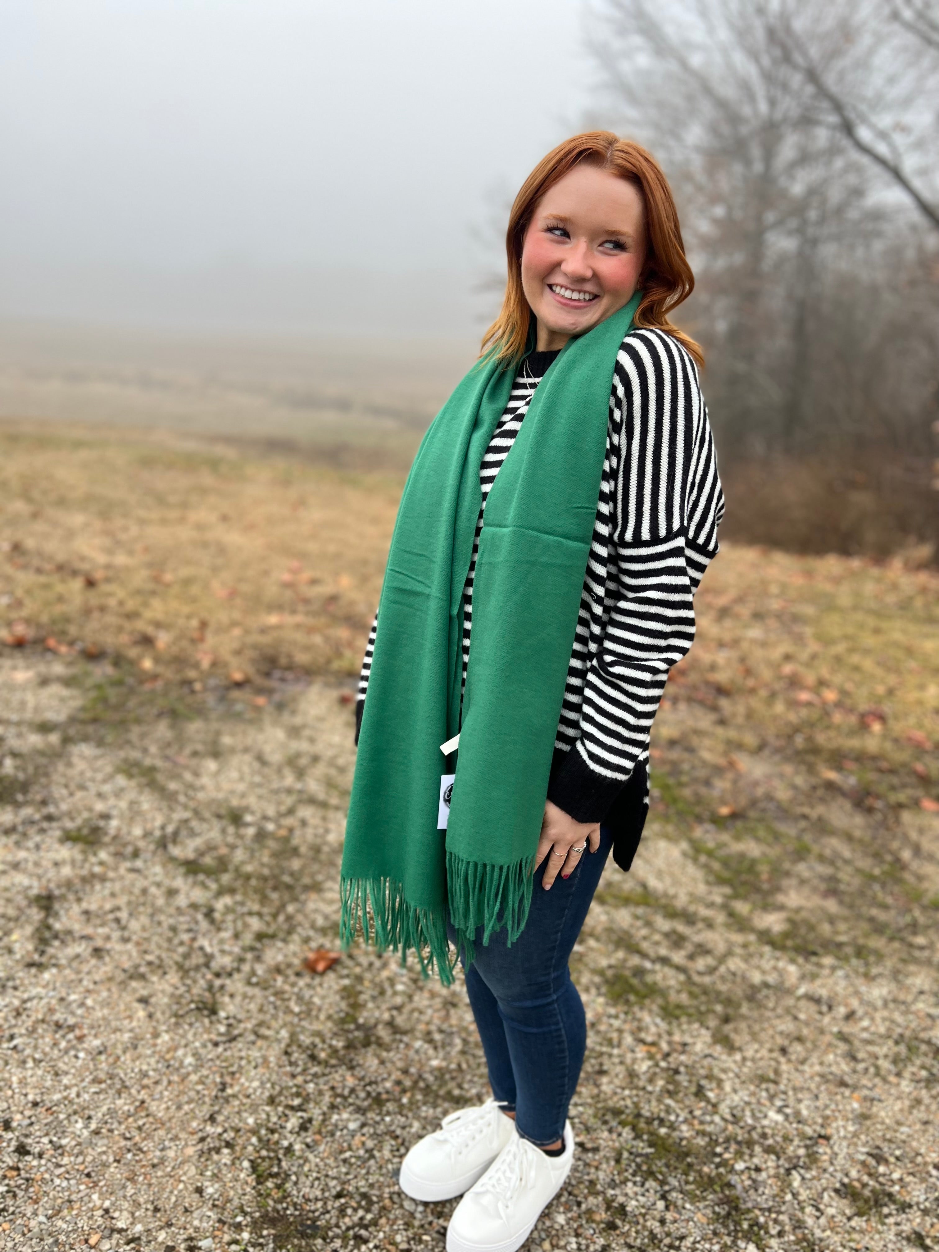 FRINGE TRIM SCARF- 3 COLORS