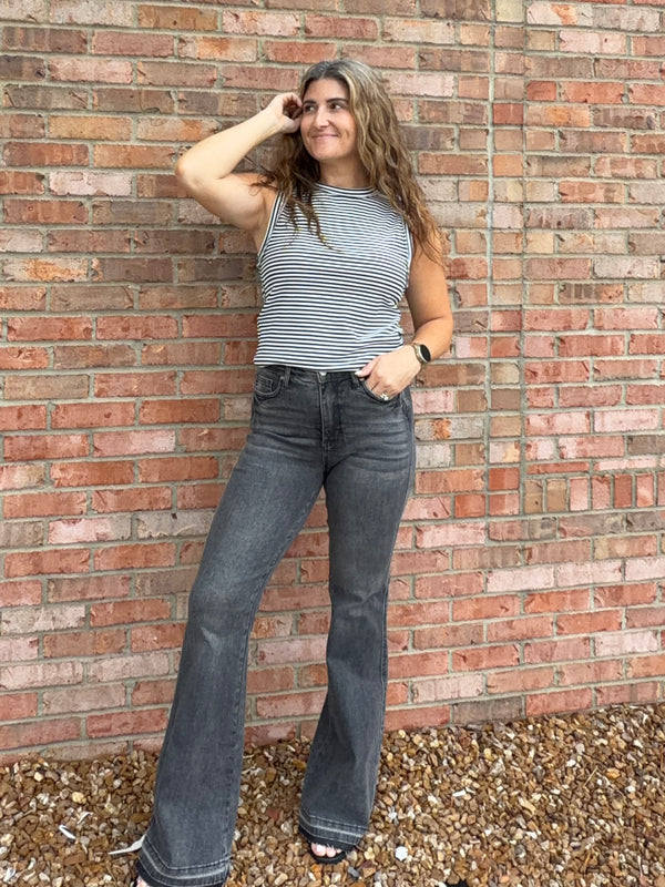 GRAY RELEASE HEM JEANS