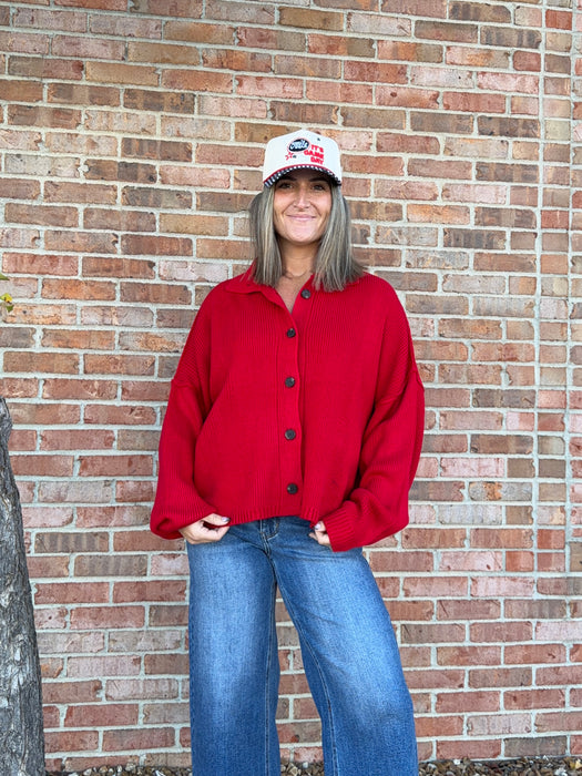 LARGE BUTTON FRONT CARDIGAN- 3 COLORS