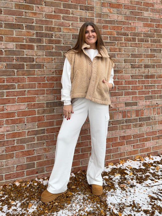 BOW TIED FUZZY VEST- 2 COLORS