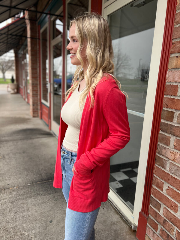 DARK CORAL OPEN CARDIGAN