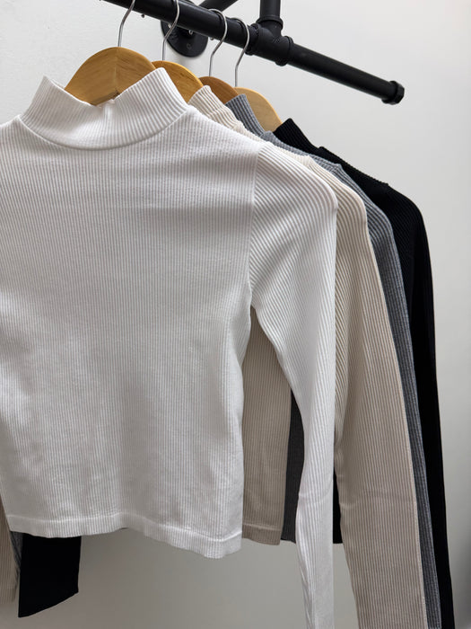 RIBBED MOCK NECK TOP- 4 COLORS