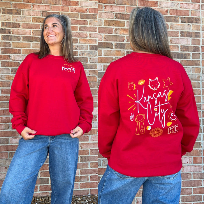 YOUTH SCRIPT KANSAS CITY COLLAGE SWEATSHIRT