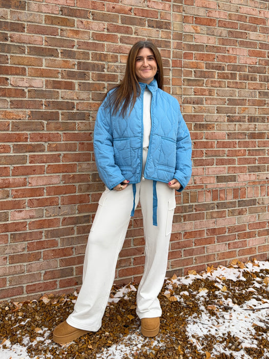 OCEAN BLUE QUILTED JACKET