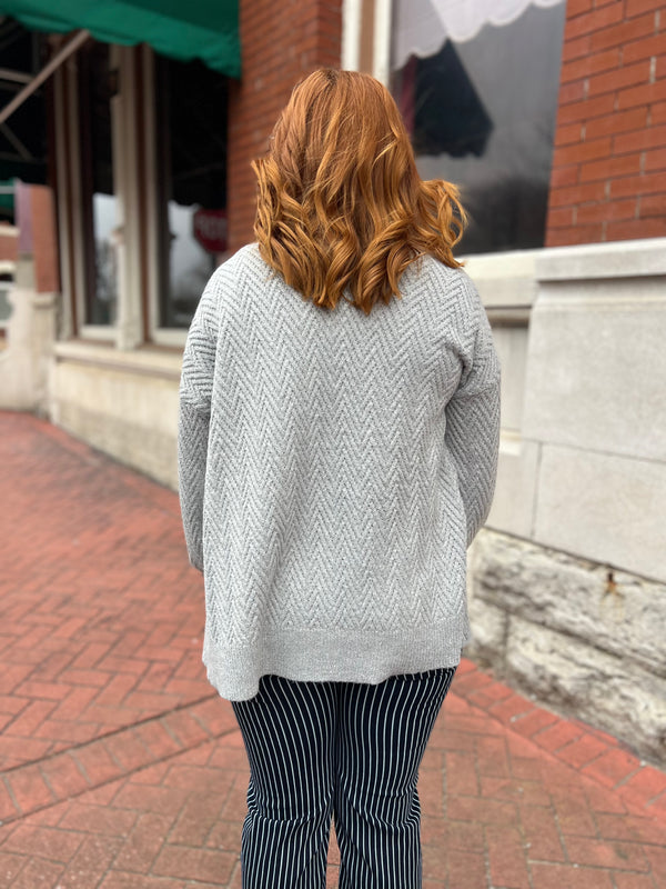 CHEVRON TEXTURED CARDIGAN- 2 COLORS