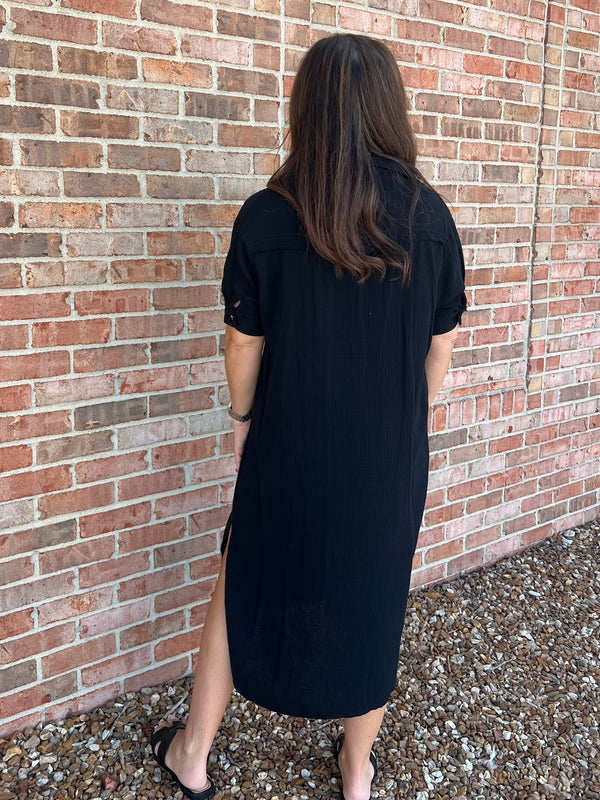 THERE SHE GOES BUTTON FRONT DRESS