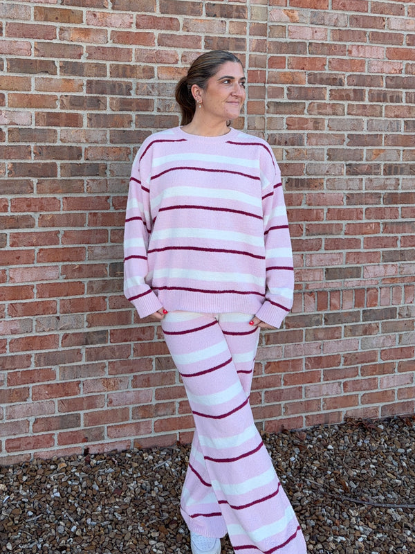 PINK STRIPED SWEATER SET