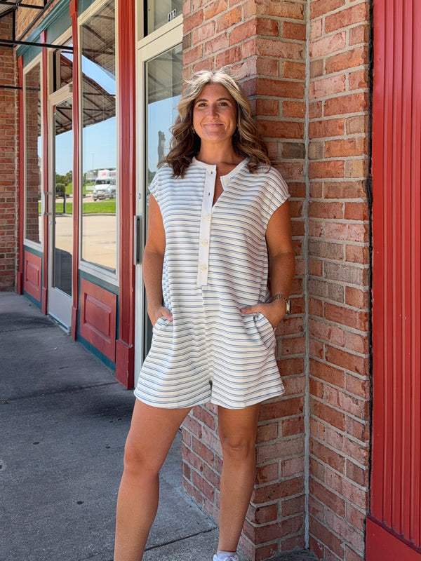 BABY'S BLUE STRIPED ROMPER