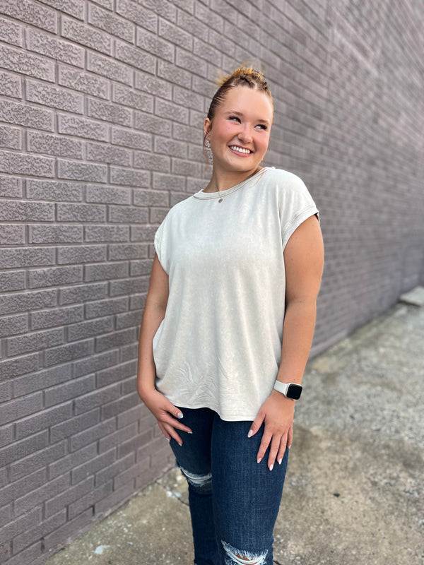 OPEN DOORS CAP SLEEVE TEE- 2 COLORS