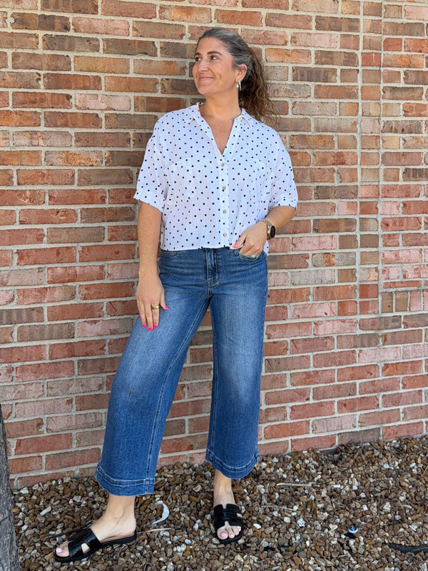 POLKA DOT COLLARED TOP- 3 COLORS
