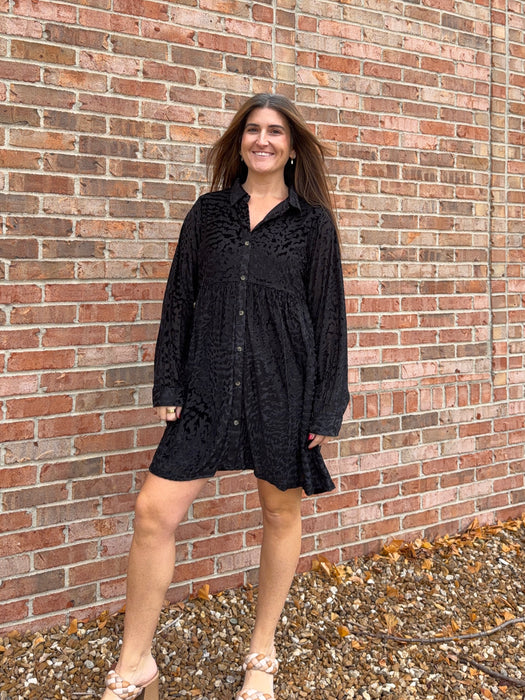 TEXTURED VELVET DRESS