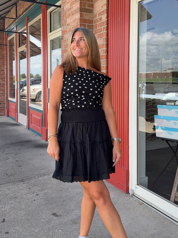SMOCKED WAIST SKIRT- 2 COLORS