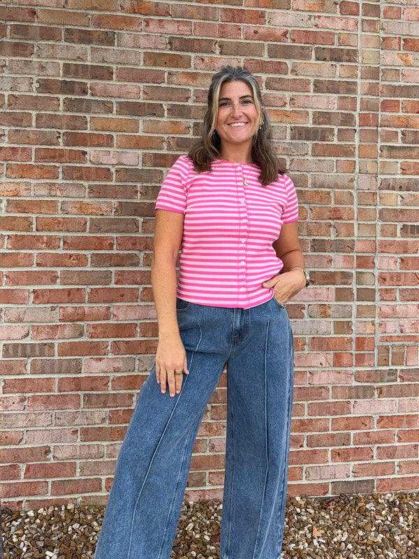 PINK STRIPED TEE