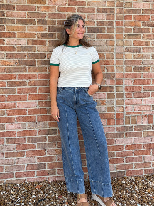 FRONT SEAM DENIM PANTS
