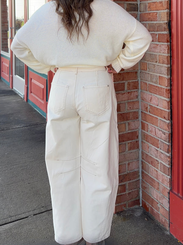 ECRU BARREL JEANS