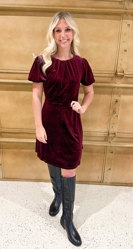 CRANBERRY VELVET DRESS Crave Boutique CRANBERRY VELVET DRESS Crave Boutique
