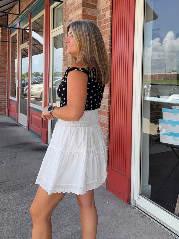 SMOCKED WAIST SKIRT- 2 COLORS