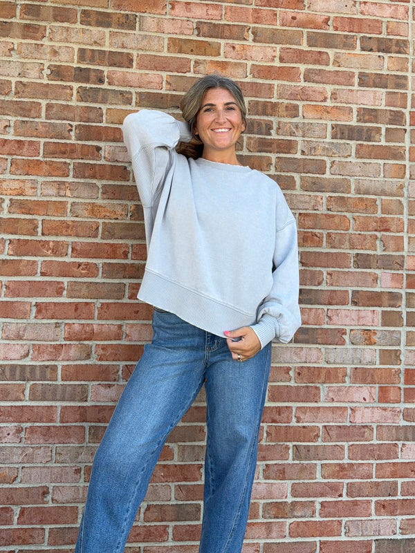 ACID WASH FLEECE PULLOVER- 6 COLORS