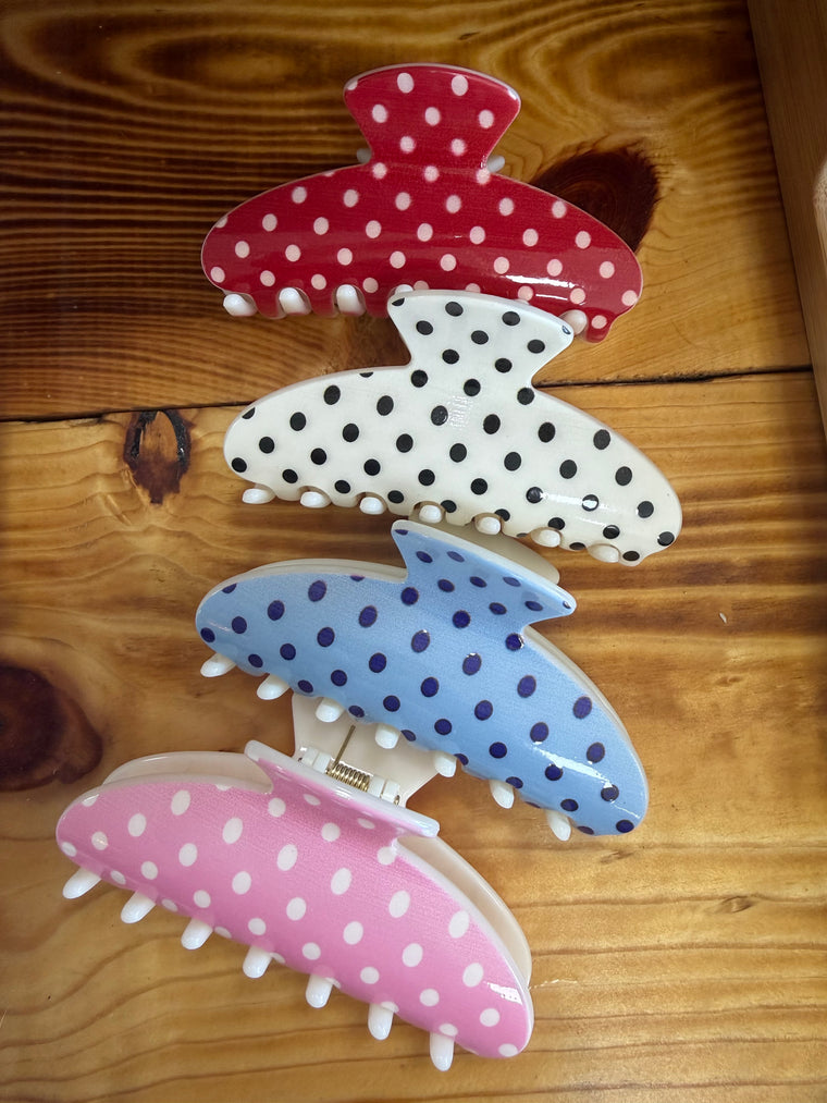 POLKA DOT CLAW CLIP- 4 COLORS