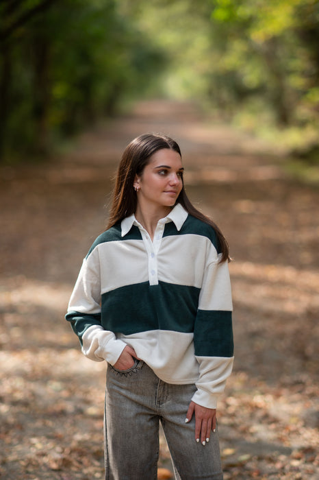 THICK STRIPED POLO TOP- 2 COLORS