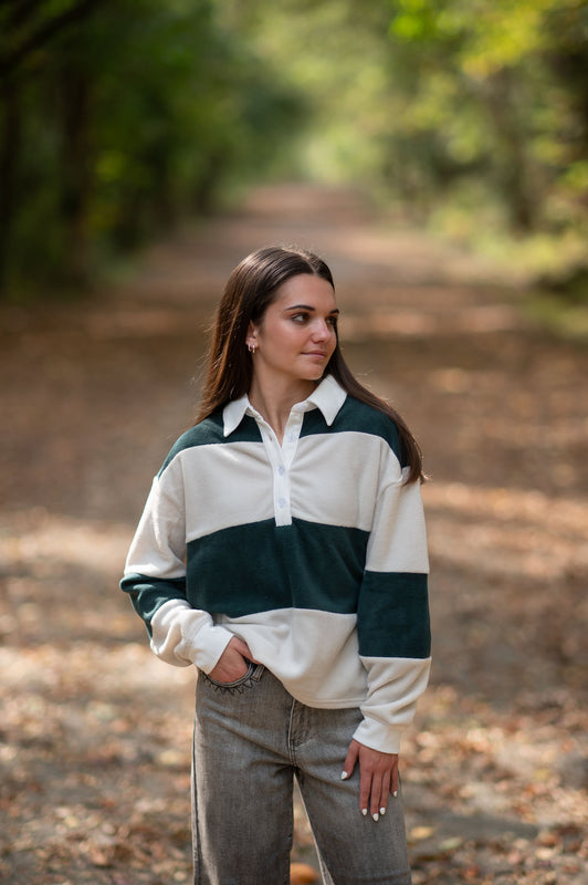 THICK STRIPED POLO TOP- 2 COLORS
