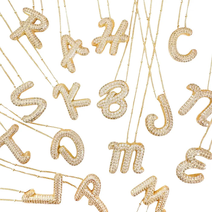 SCRIPT BALLOON INITIAL NECKLACE