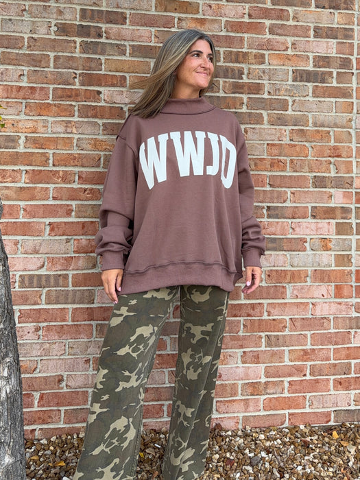WWJD AMEN REVERSIBLE MOCKNECK SWEATSHIRT
