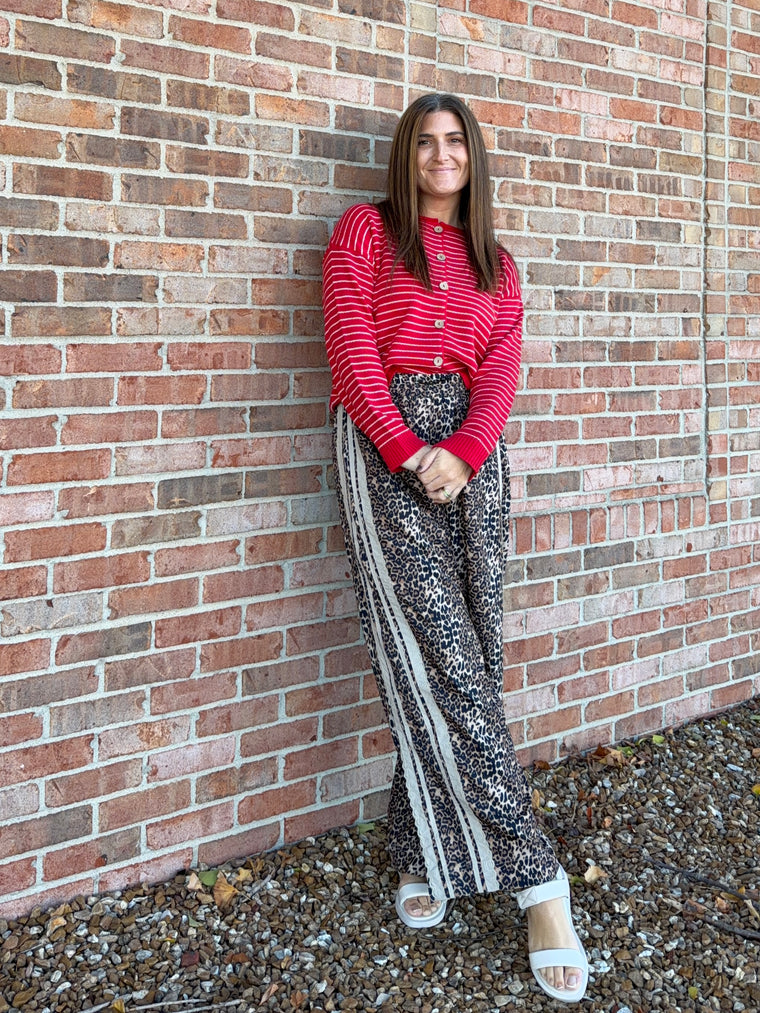 LEOPARD PRINT TRACK PANTS