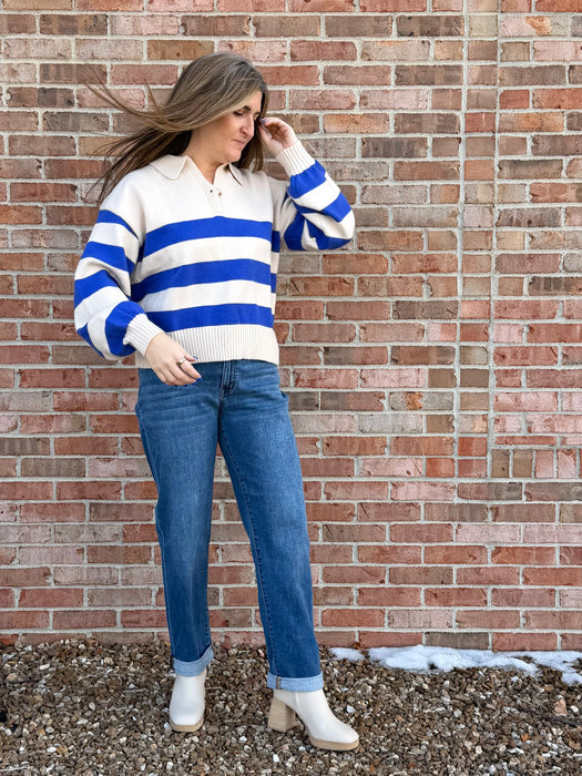 COBALT STRIPED SWEATER