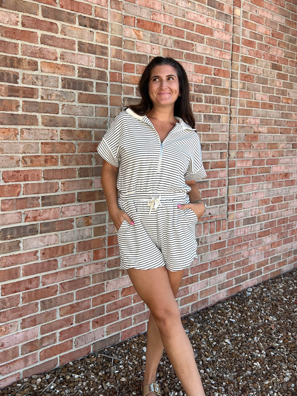 WINDY ROADS STRIPED ROMPER