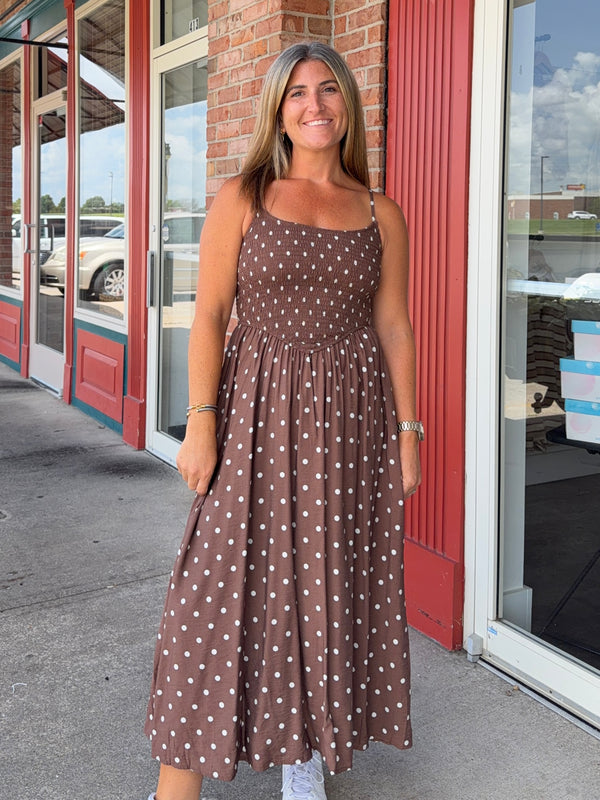 POLKA DOT MIDI DRESS – Crave Boutique