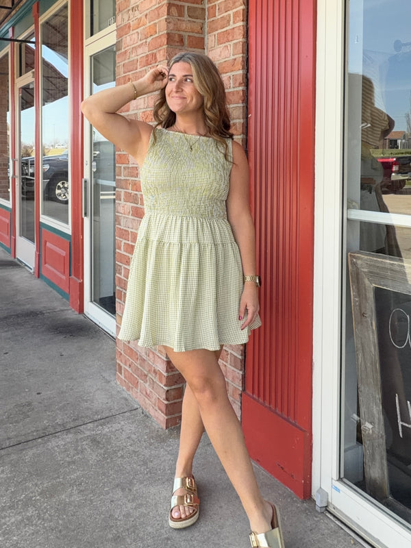 SMOCKED GINGHAM DRESS- 3 COLORS
