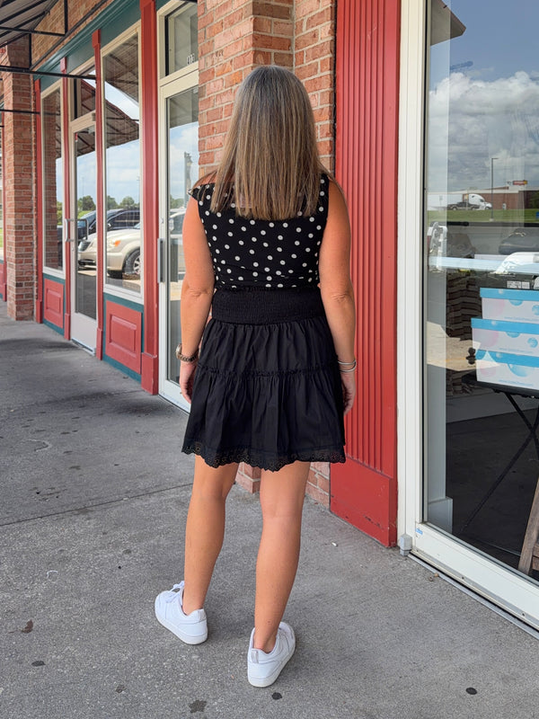 SMOCKED WAIST SKIRT- 2 COLORS