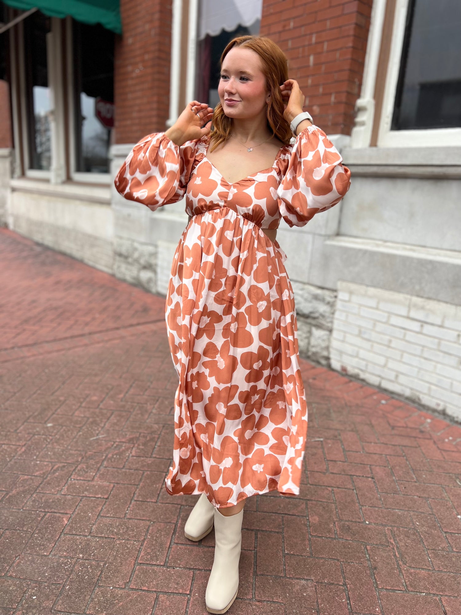 Floral print midi dress hotsell