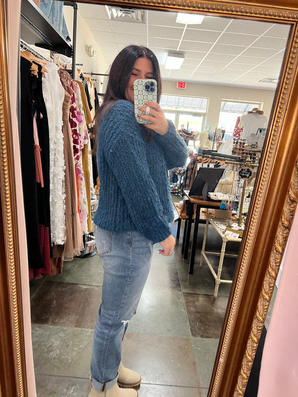 FUZZY BLUE SWEATER
