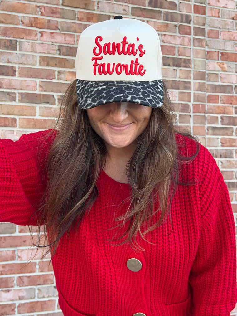SANTA'S FAVORITE LEOPARD HAT