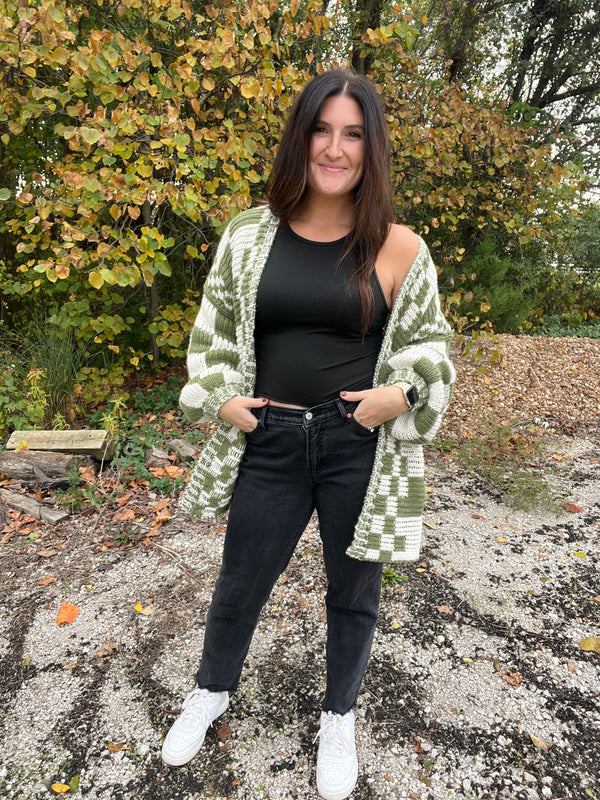 MIXED CHECK PATTERN CARDIGAN- 3 COLORS
