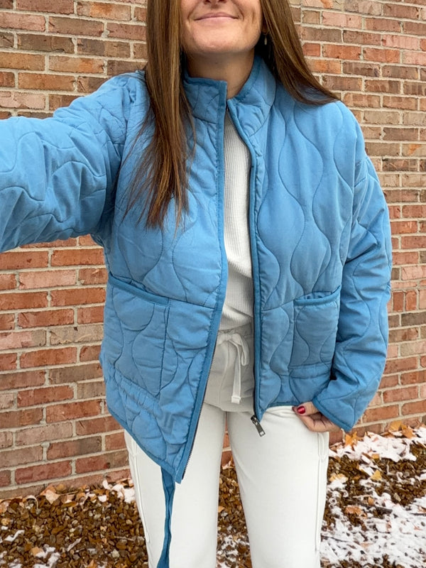 OCEAN BLUE QUILTED JACKET